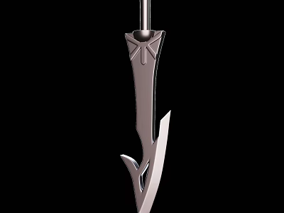 Metallic Spear With Sharp Blade Decorative Top Pointed Tip And Slender Shaft 3d model