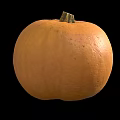 Single Ripe Fresh Orange Pumpkin Vegetable Isolated On Black Background