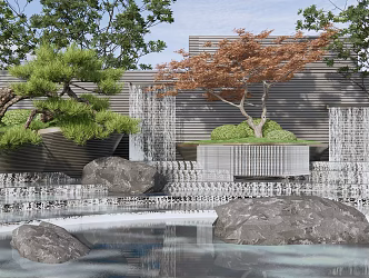 New Chinese style landscape sketch water drop wall 3d model