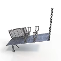 Metal Platform Structure With Hanging Chain Cage And Support Brackets