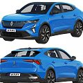 Blue Sporty SUV Car With Sleek Modern Design Front Rear Views And Exterior Details