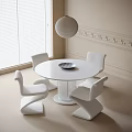 Modern Dining Table and Chair Combination Dining Chair Round Dining Table Chandelier 3d model