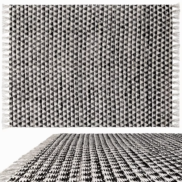 Square Area Rug Featuring Black And White Geometric Woven Design 3d model 
