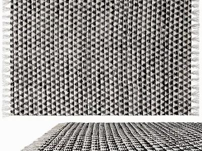 Square Area Rug Featuring Black And White Geometric Woven Design 3d model