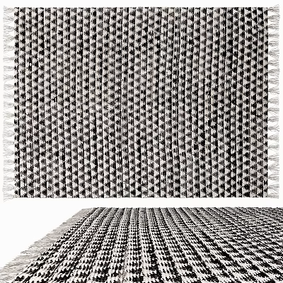 Square Area Rug Featuring Black And White Geometric Woven Design 3d model