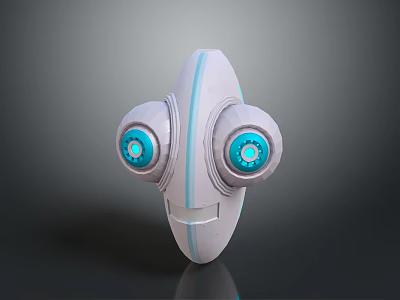 Modern White Device With Two Blue Circular Components And Blue Stripe Decoration 3d model