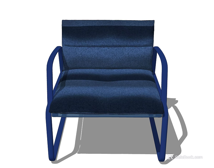 Modern Blue Fabric Armchair With Sleek Metal Frame And Comfortable Design 3d model 