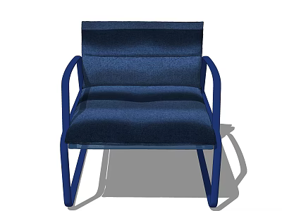 Modern Blue Fabric Armchair With Sleek Metal Frame And Comfortable Design 3d model
