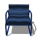 Modern Blue Fabric Armchair With Sleek Metal Frame And Comfortable Design