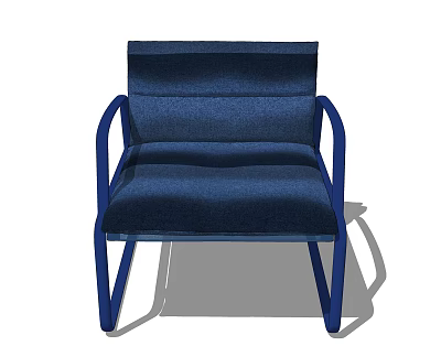 Modern Blue Fabric Armchair With Sleek Metal Frame And Comfortable Design 3d model