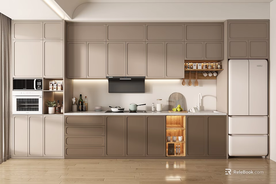Modern Kitchen Interior Design With Light Colored Cabinets And Sleek Appliances 3d model 