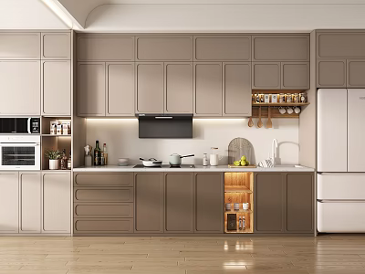 Modern Kitchen Interior Design With Light Colored Cabinets And Sleek Appliances 3d model
