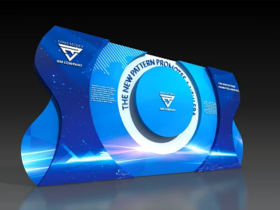 Modern Blue Background Wall With New Pattern Protection Technology And Globalwin Logo 3d model