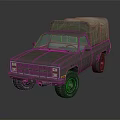 Functional Military Green Truck With Canvas Cover