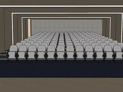 Modern Cinema Interior With Spacious Auditorium And Neatly Arranged White Seats 3d model