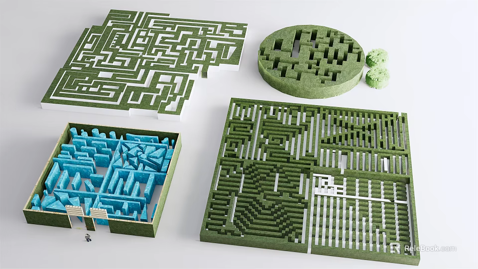 Creative Maze Playground Equipment With Various Shapes Colorful Structures And Fun Designs 3d model 