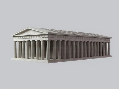 Classical European Architecture With Long Colonnade Triangular Pediment And Marble Finish 3d model
