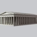 Classical European Architecture With Long Colonnade Triangular Pediment And Marble Finish