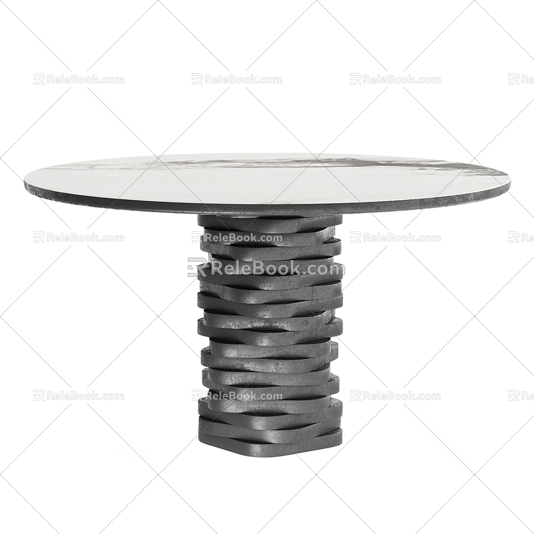 Modern Dining Table Round Dining Table 3d model