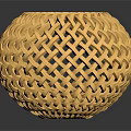 Woven Yellow Round Basket With Intricate Textured Design And Smooth Surface