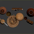 Ceramic Wooden and Copper Household Items with Pots Bowls Spoons Plates and Containers