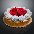 Delicious Fresh Strawberry Cake Topped With Whipped Cream And Berries