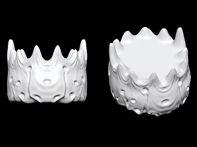 White Decorative Containers With Wavy Edges And Intricate Hole Patterns Displayed On Black Background 3d model