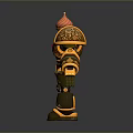 Fantasy Armored Warrior Character With Golden Ornate Armor And Red Accents Design