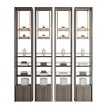 Elegant Multi tiered Decorative Cabinet With Metal Frame And Displayed Vases And Boxes