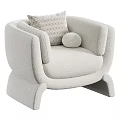 Modern Light Green Single Sofa With Curved Arms Geometric Pillow And Round Cushion