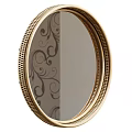 Elegant Oval Gold Mirror With Decorative Textured Frame And Classic Design 3d model