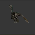 Detailed Reptile Dinosaur Model With Blue Green Brown Open Mouth Standing Pose On Gray Background