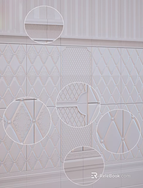 Ornate Wall Surface Design With Intricate Patterns Embossed Details Diamond Textures And Panel Sections 3d model 