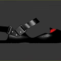 Black Sandals With Adjustable Straps Red Accents And Durable Sole Design Modern Fashion Footwear