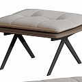 Modern Upholstered Stools With Soft Gray Cushion And Black Metal Legs For Home Furniture