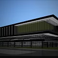 Modern Tall School Building With Front Lawn Central Pathway And Surrounding Trees