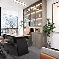 Modern Law Firm Front Desk Reception With Marble Background Wall And Green Plant