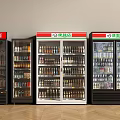 Multiple Commercial Display Refrigerators Stocked With Assorted Beverages In Retail Shop