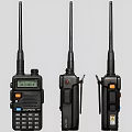 Three Midland Walkie Talkies Front View With Screen Display Buttons And Antennas