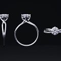 Sparkling Diamond Rings With Large Center Stones And Small Inlaid Gems On Silver Bands
