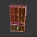 Red Chinese Style Wooden Cabinet With Double Doors And Bottom Drawers