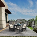 New Chinese Exterior Wall Landscape 3d model