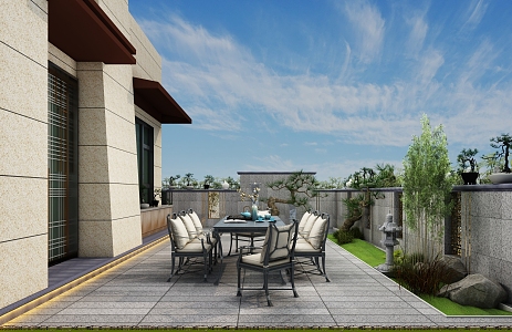 New Chinese Exterior Wall Landscape 3d model