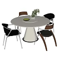 Modern Dining Table and Chair Combination Round Dining Table Dining Chair 3d model