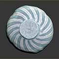 Decorative Ornaments Set Blue And White Striped Glass Vase On Black Tabletop