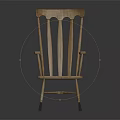 Traditional Light Colored Wooden Rocking Chair With Spindle Back And Armrests