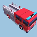 Red Fire Rescue Truck With Blue Emergency Lights Ladder And Lettering