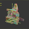 Industrial Woodworking Machine With Multiple Blades Conveyor Table And Control Panel