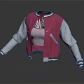 Stylish Pink And White Varsity Jacket With Contrast Sleeves Crop Top And Front Pocket