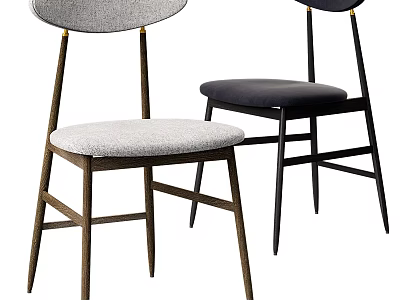 Modern Accent Chairs with Light Gray and Dark Gray Upholstered Seats and Wooden Legs 3d model
